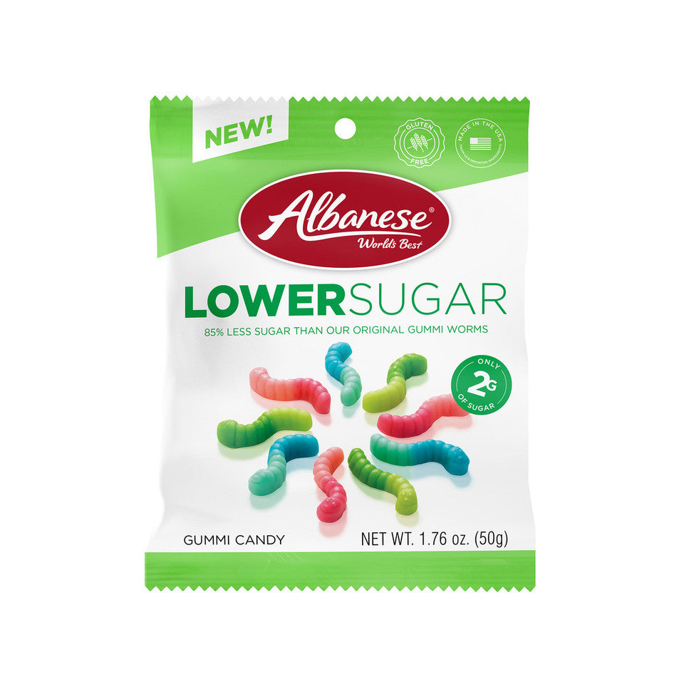 Lower Sugar Mini Gummi Worms 1.76oz.