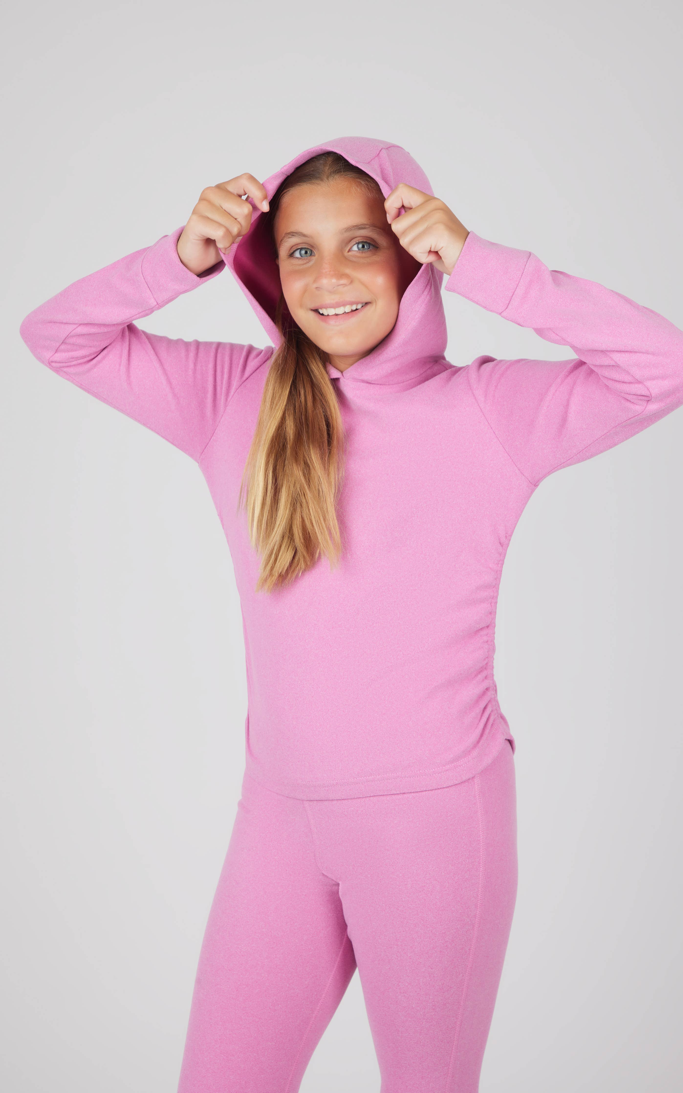 Yogalicious Tween Girls Melange Hoodie and Flare Pant Set | Very Berry
