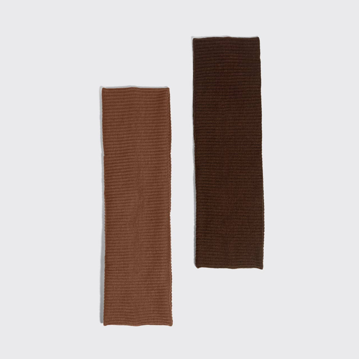 Recycled Fabric Ribbed Elastic Headbands 2pc Set | Mocha & Chocolate