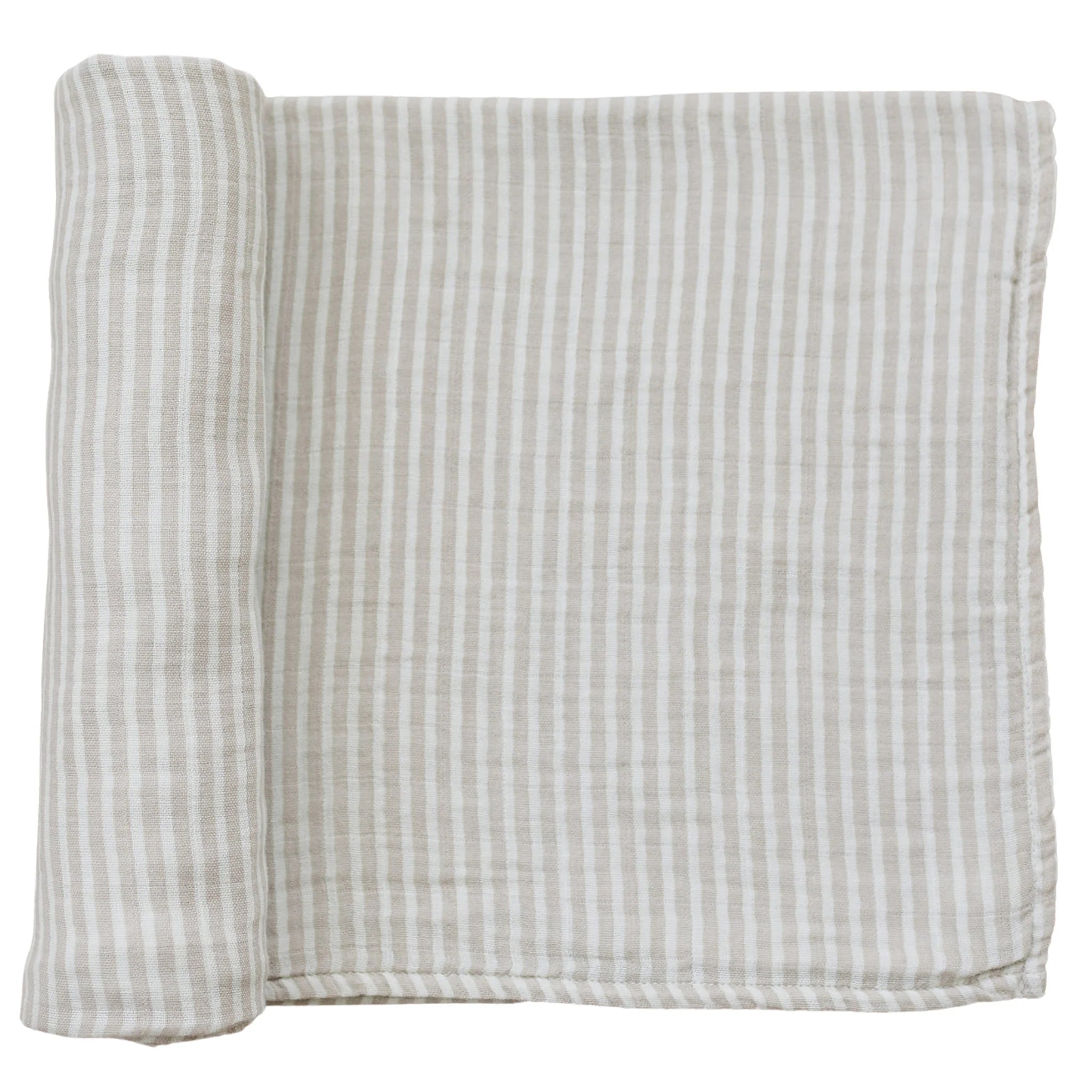 Muslin Swaddle Blanket | Taupe Stripe