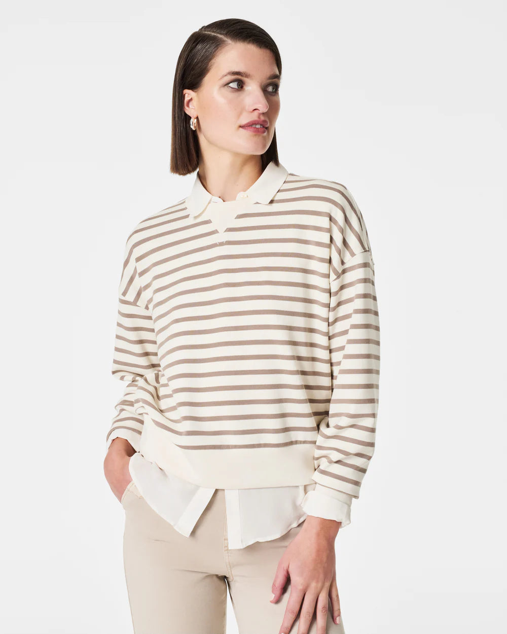 Spanx AirEssentials Crew | Fawn Stripe