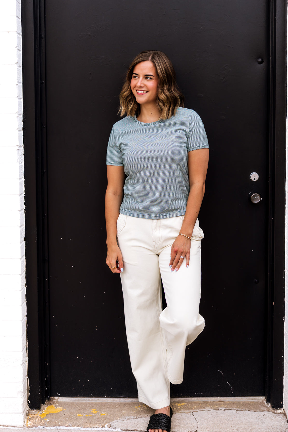Kaylie Striped Baby Tee | Green