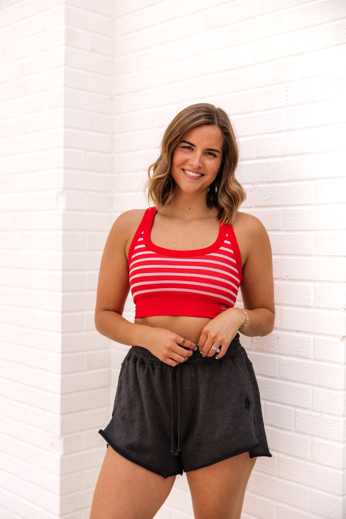 Go To Striped Sports Bra | Grapefruit Combo