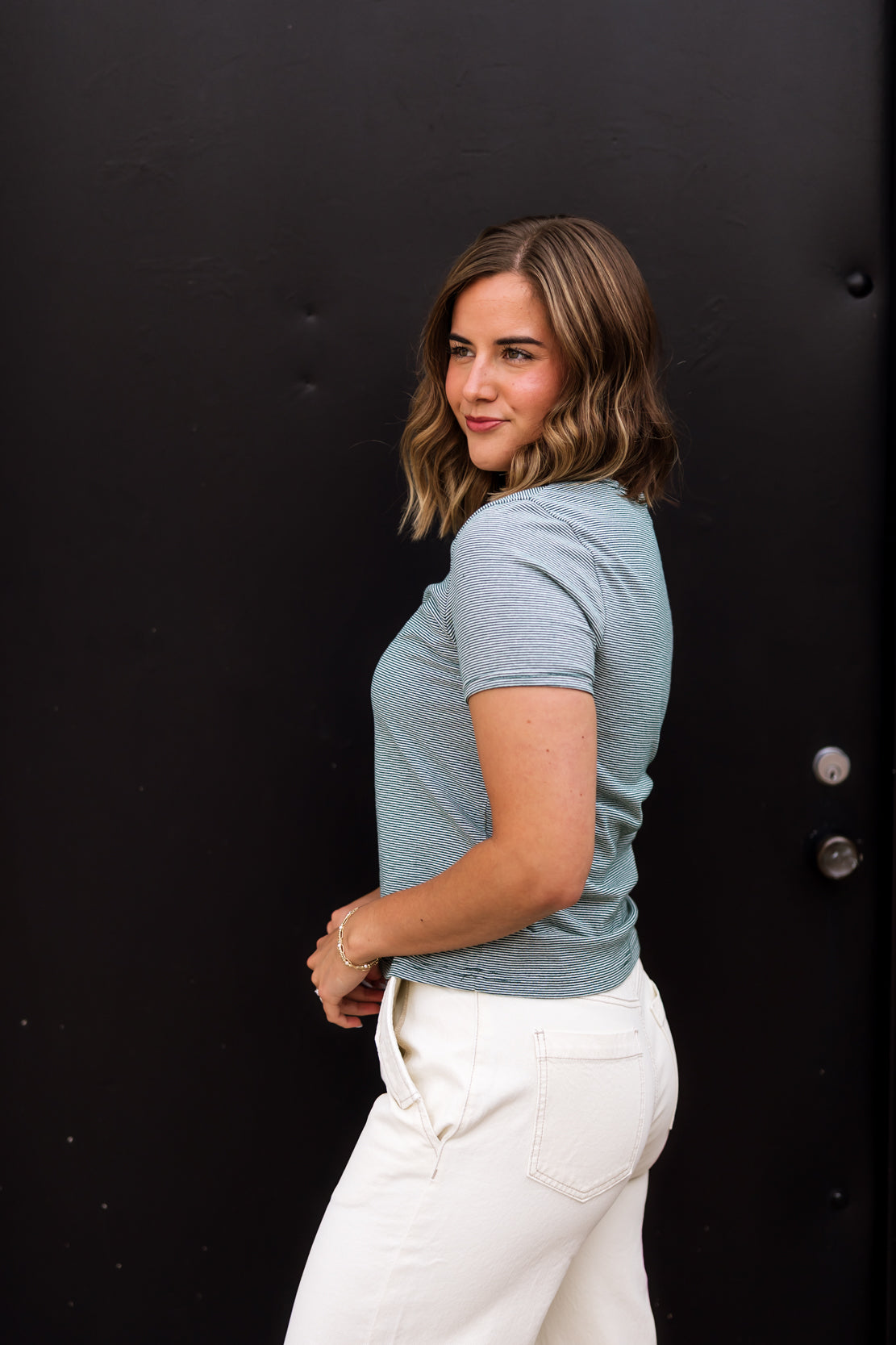 Kaylie Striped Baby Tee | Green