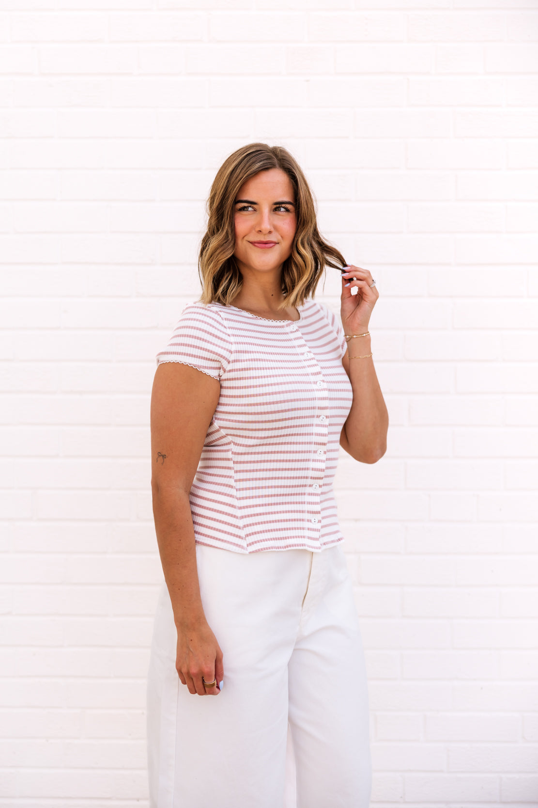 Most Wanted Striped Cardi | Mauve/Ivory