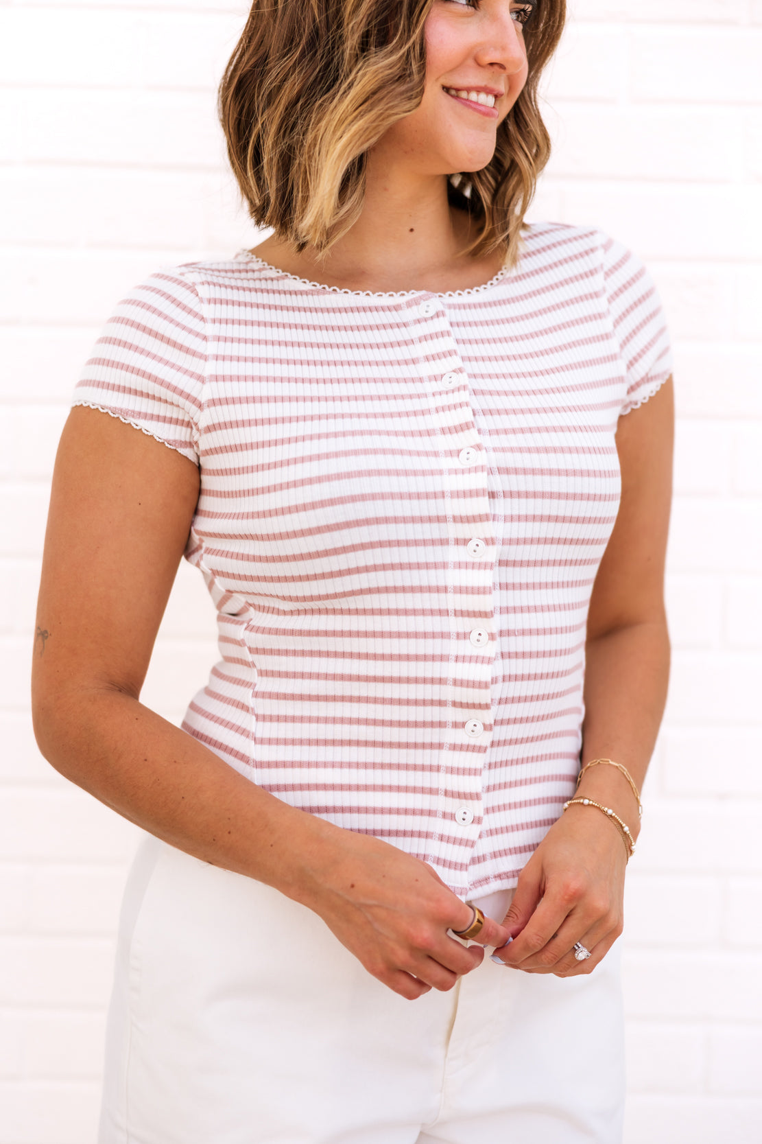 Most Wanted Striped Cardi | Mauve/Ivory