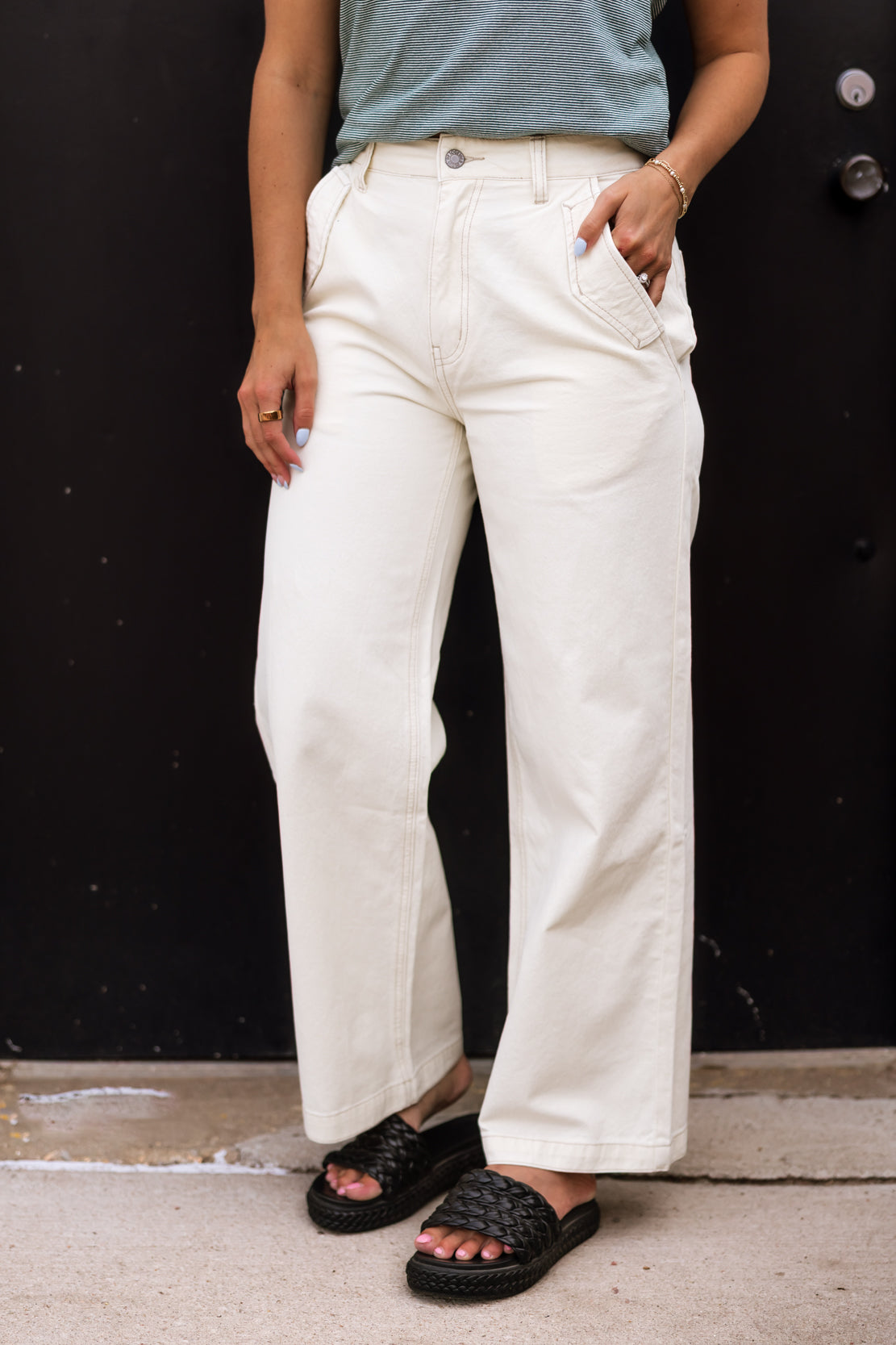 Costa Denim Cargo Pant | Cream