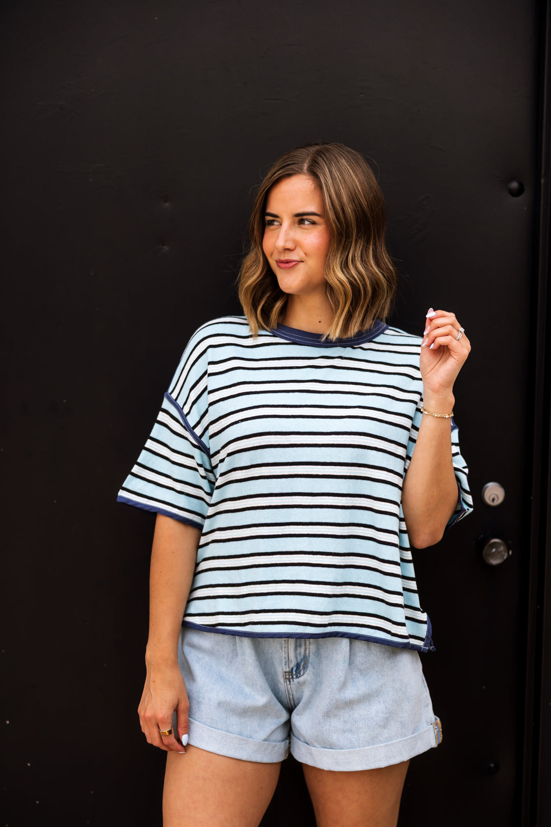 We The Free Clean Rugby Tee | Crystal Blue Combo
