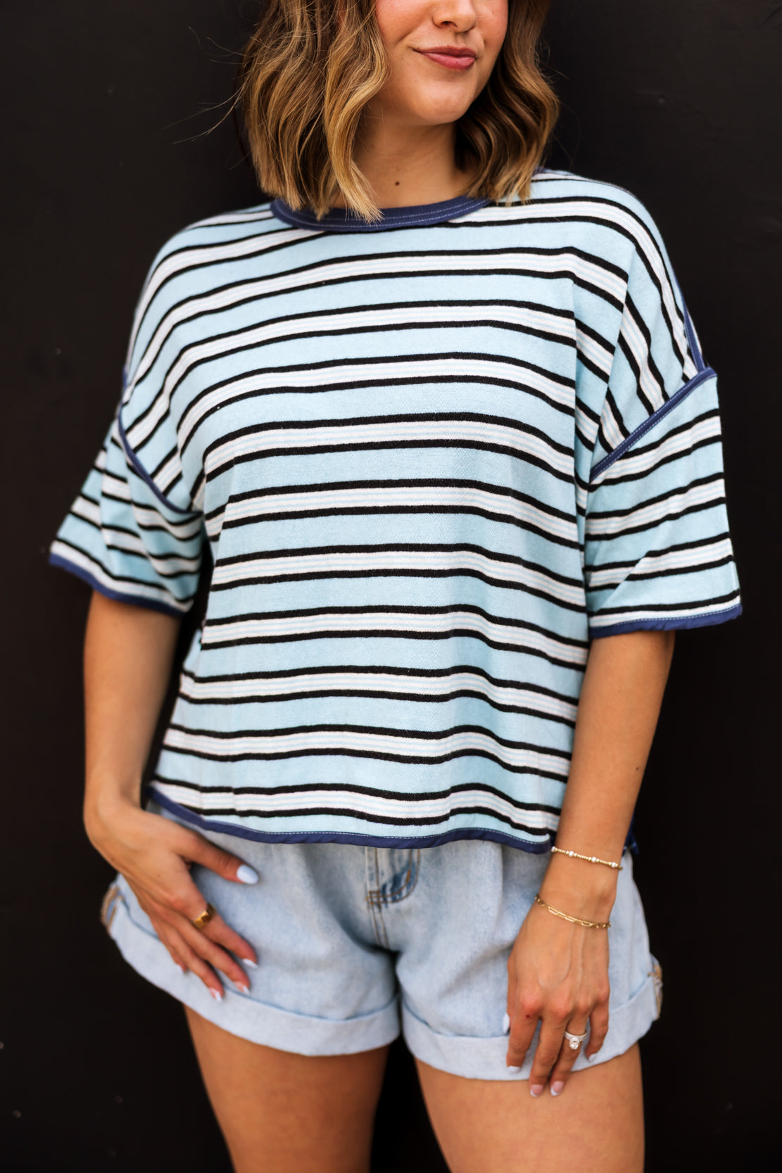 We The Free Clean Rugby Tee | Crystal Blue Combo