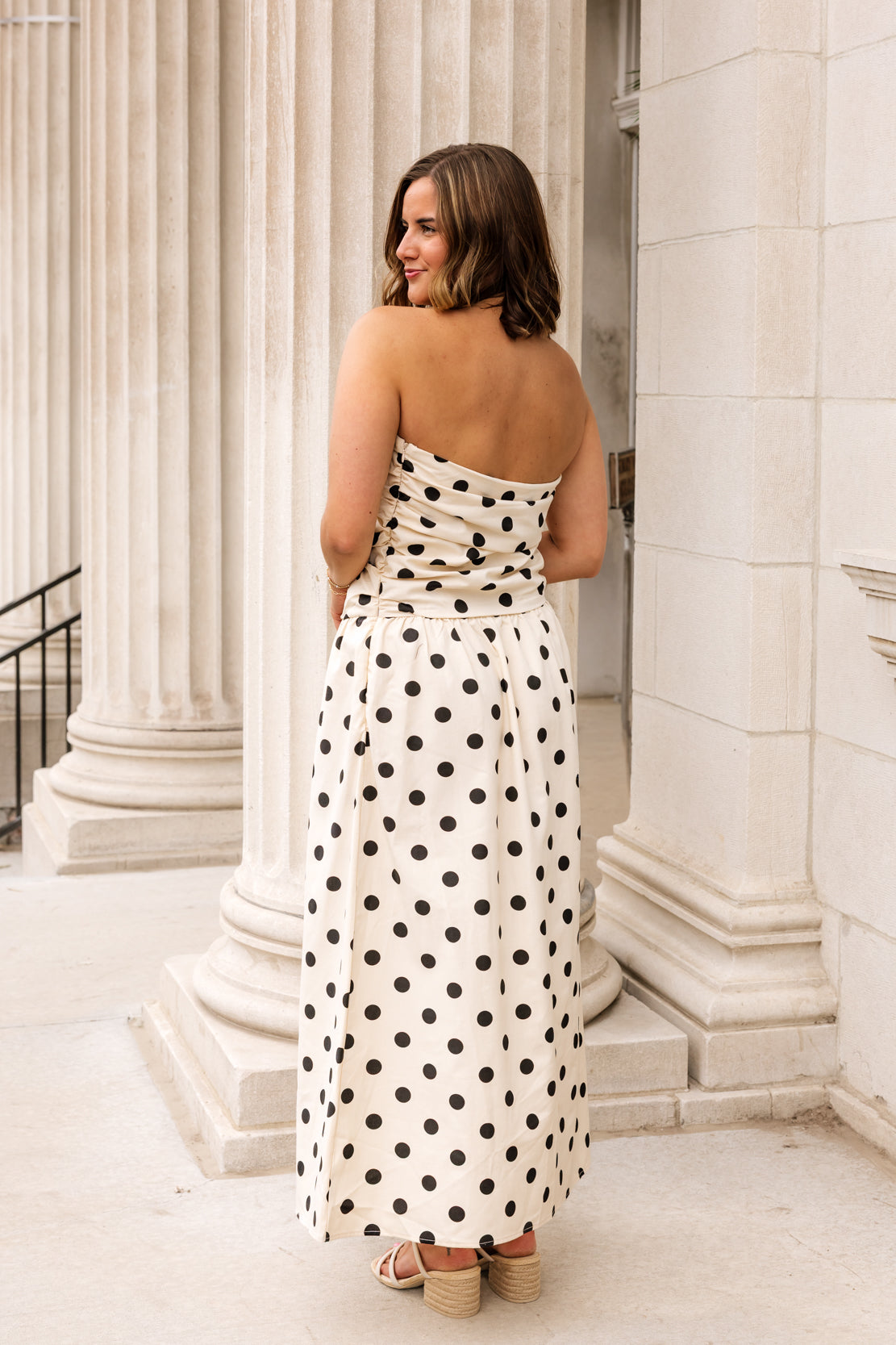 Fiora Polka Dot Maxi Dress | Beige