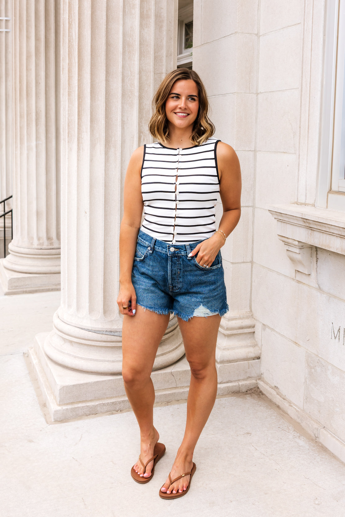 Tilly Striped Tank | Black/White