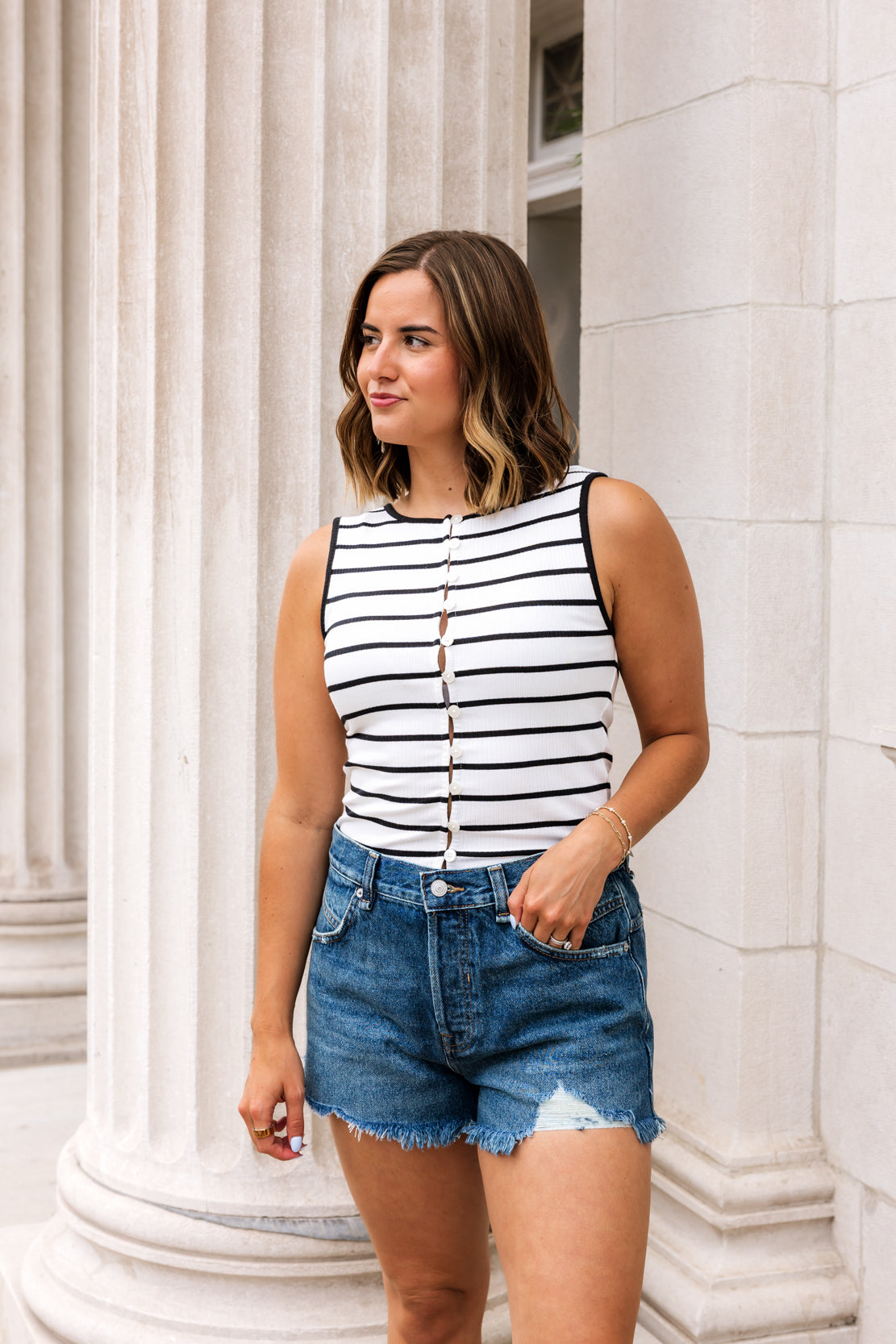 Tilly Striped Tank | Black/White