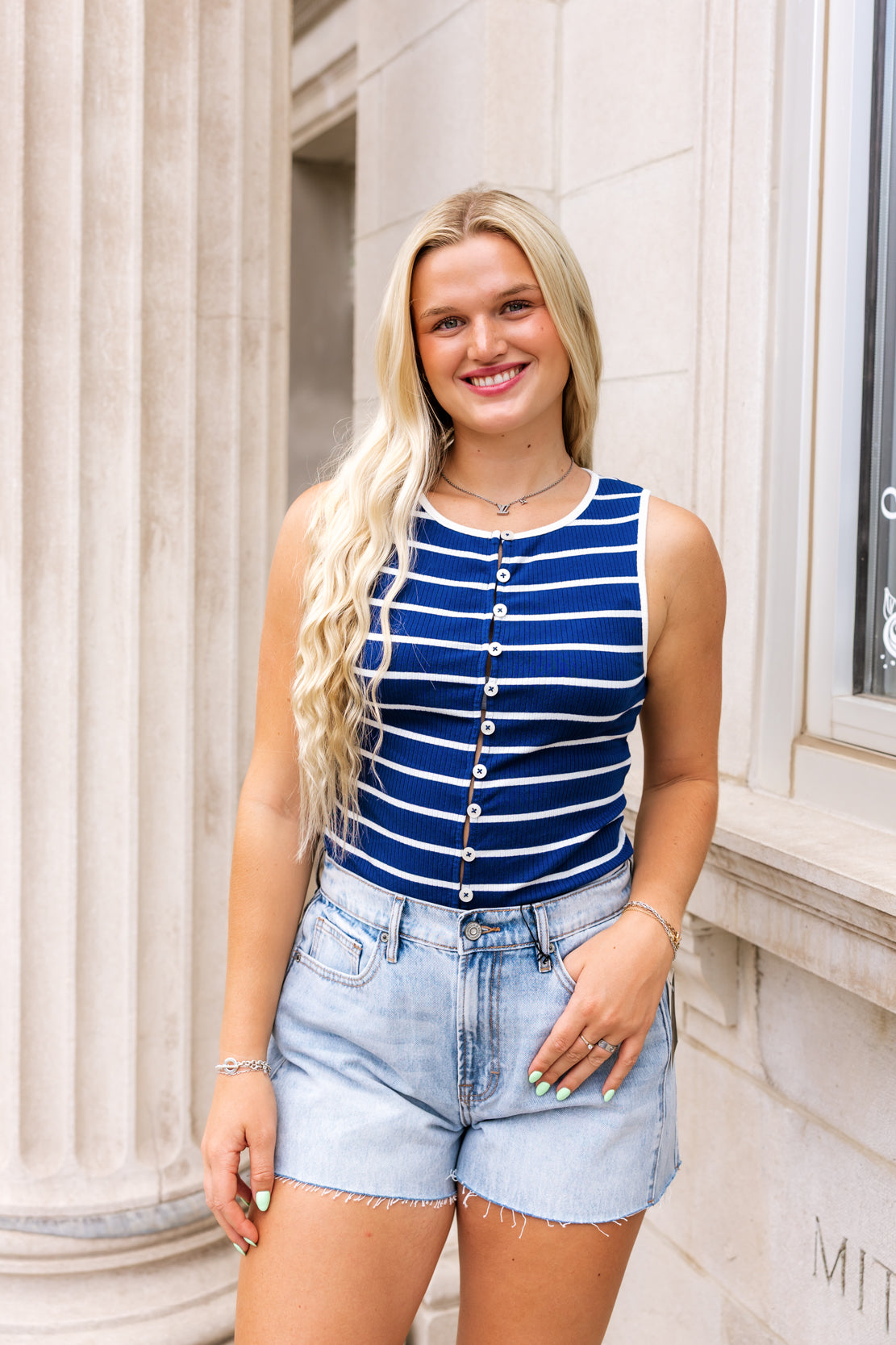 Tilly Striped Tank | Navy Combo