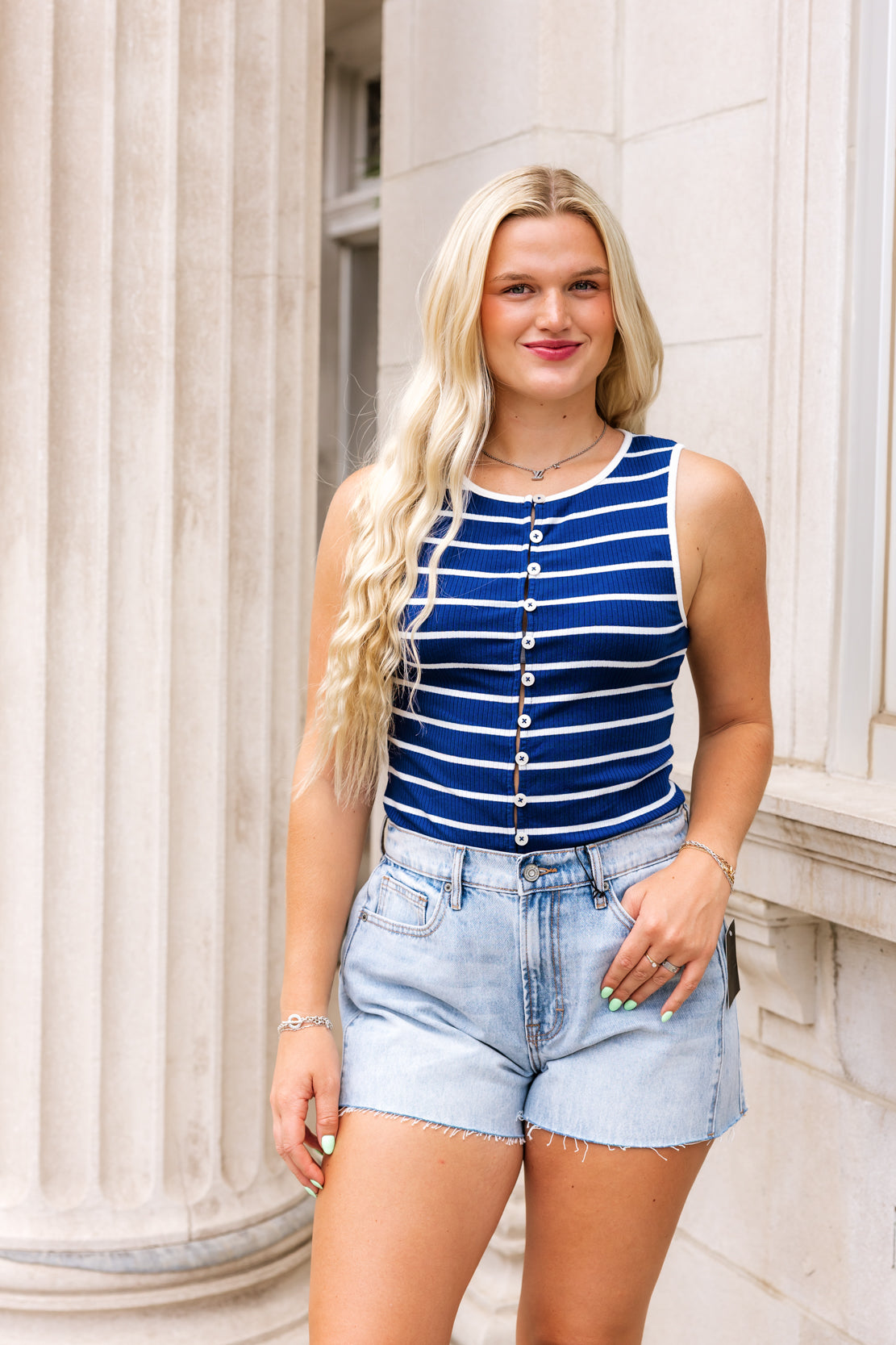 Tilly Striped Tank | Navy Combo