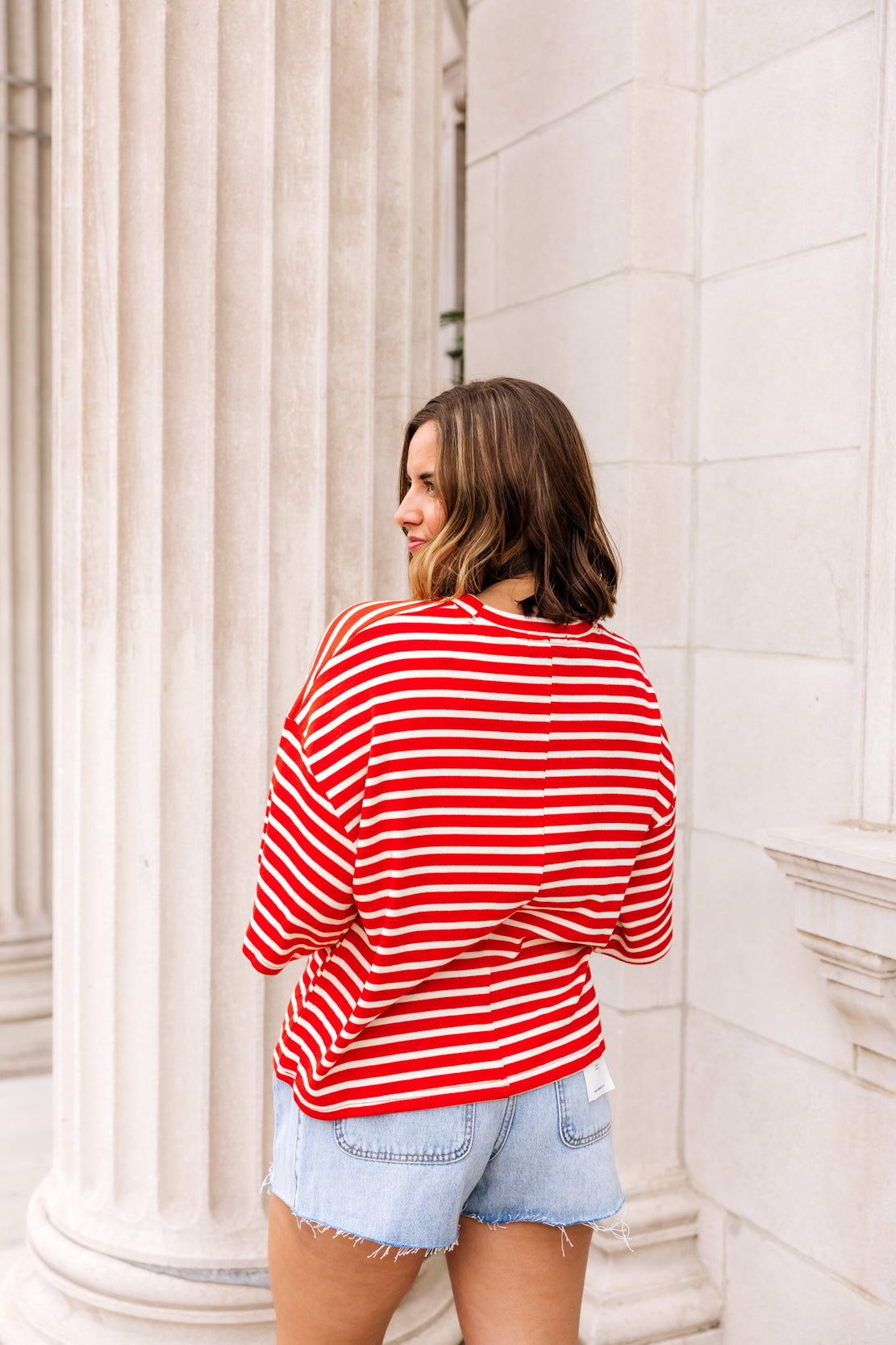 Hollie Striped Short Sleeve | Red White