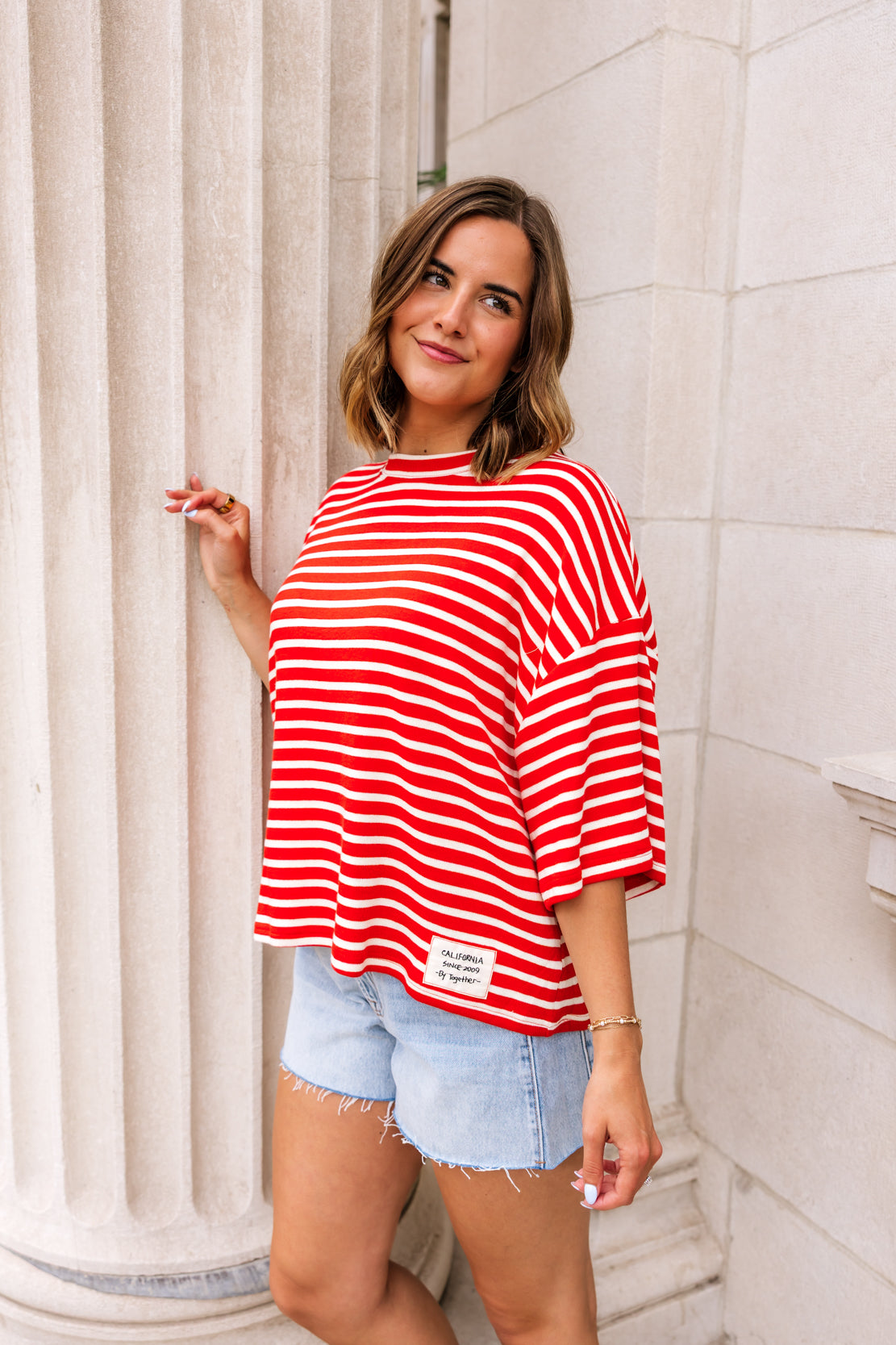 Hollie Striped Short Sleeve | Red White