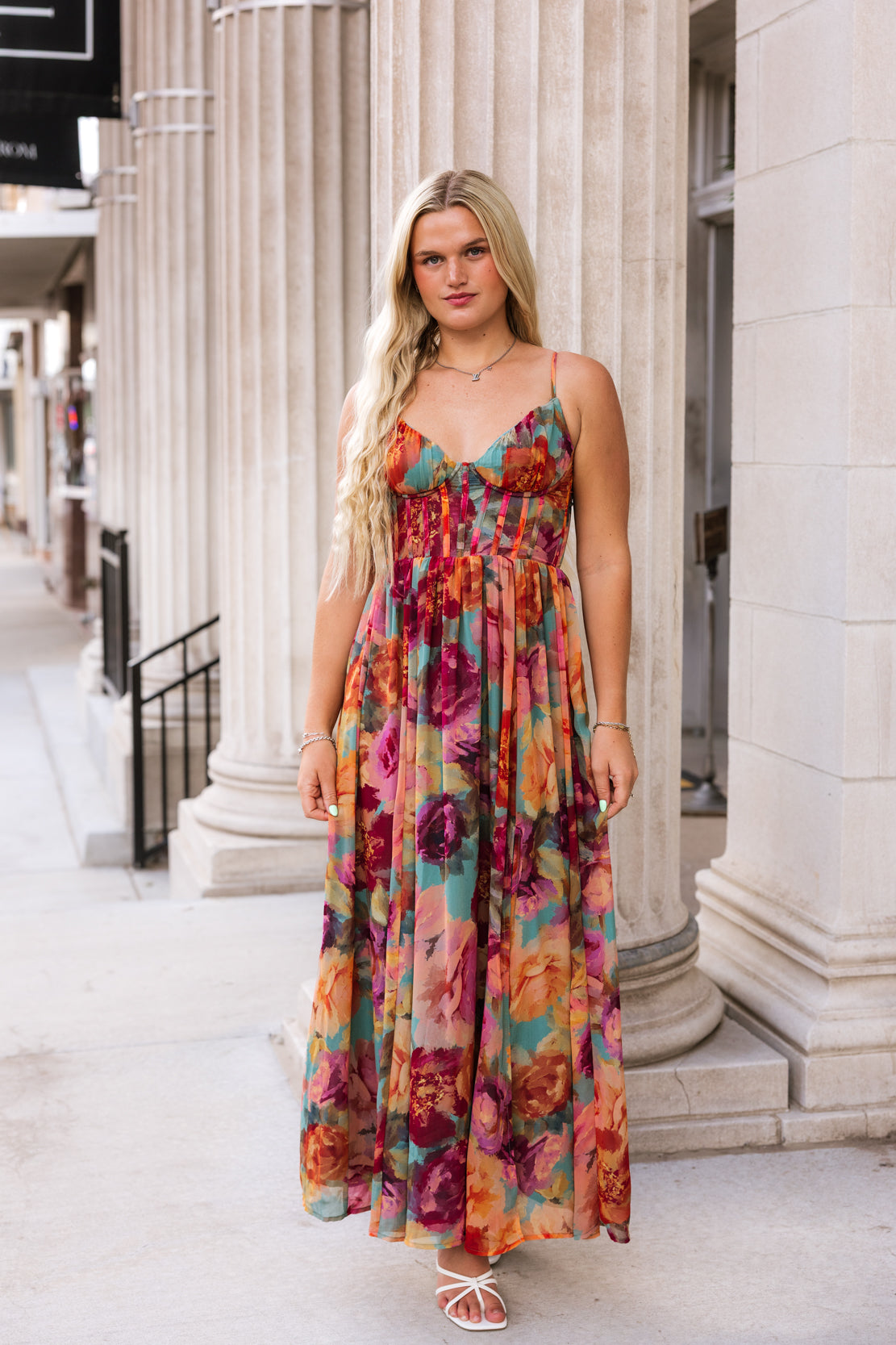 Jasmine Floral Corset Maxi Dress | Parisian Floral