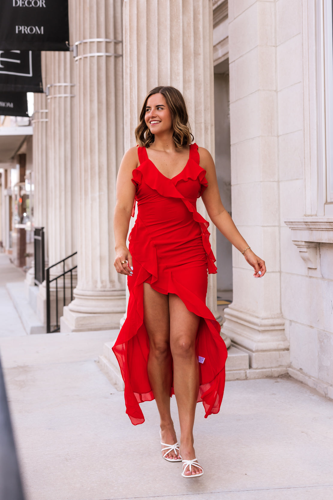 Remi Ruffled Midi Dress | Red Rouge