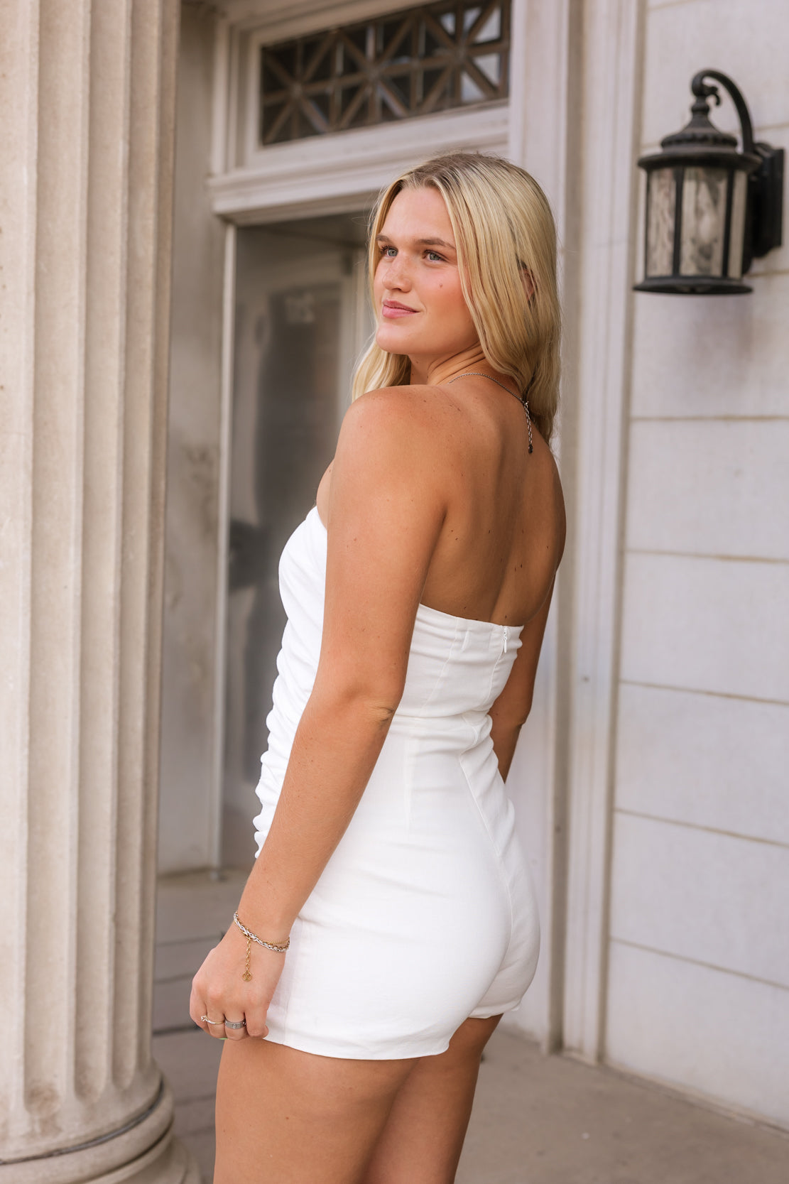 Layla Strapless Romper | Off White
