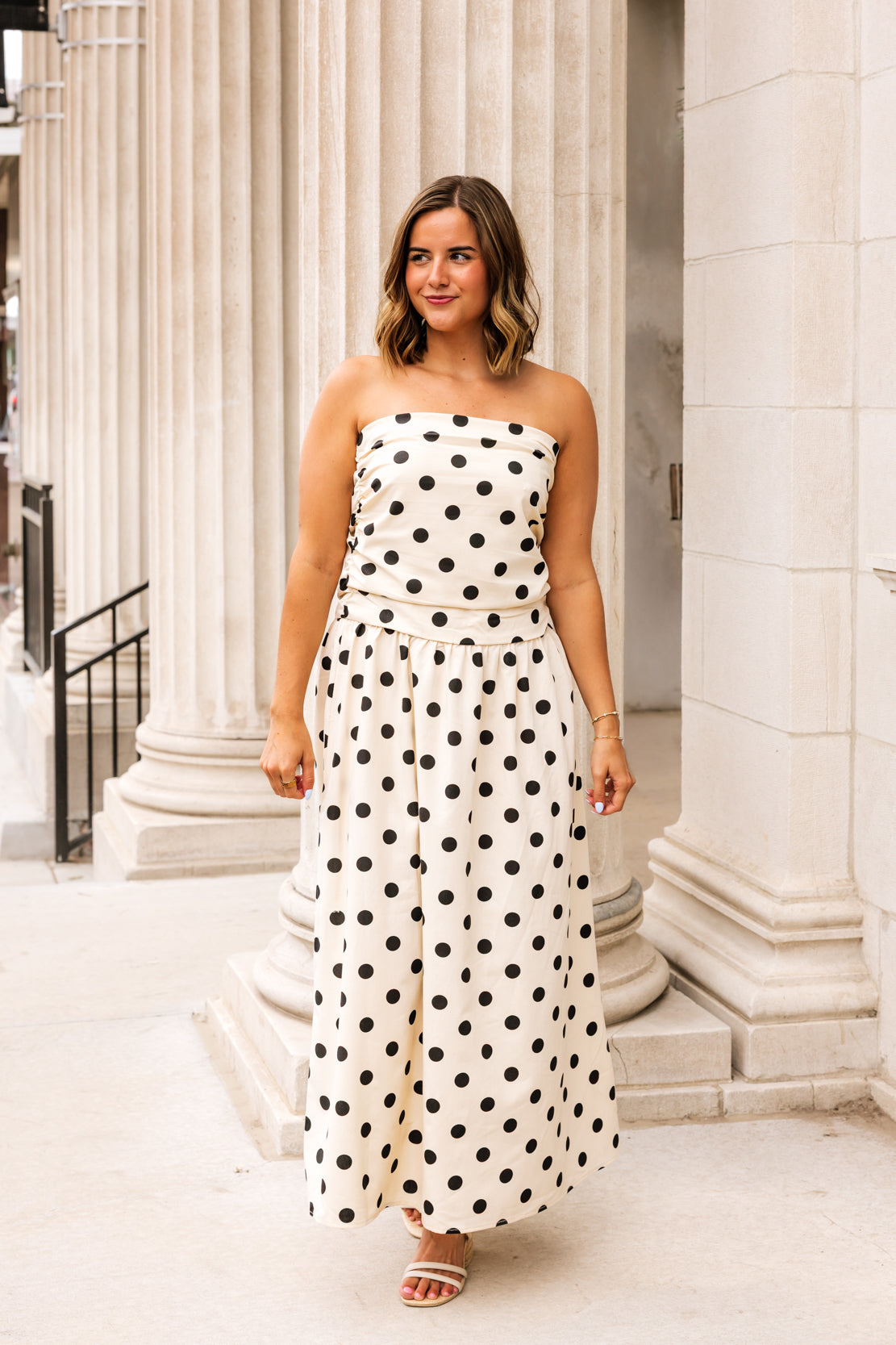 Fiora Polka Dot Maxi Dress | Beige