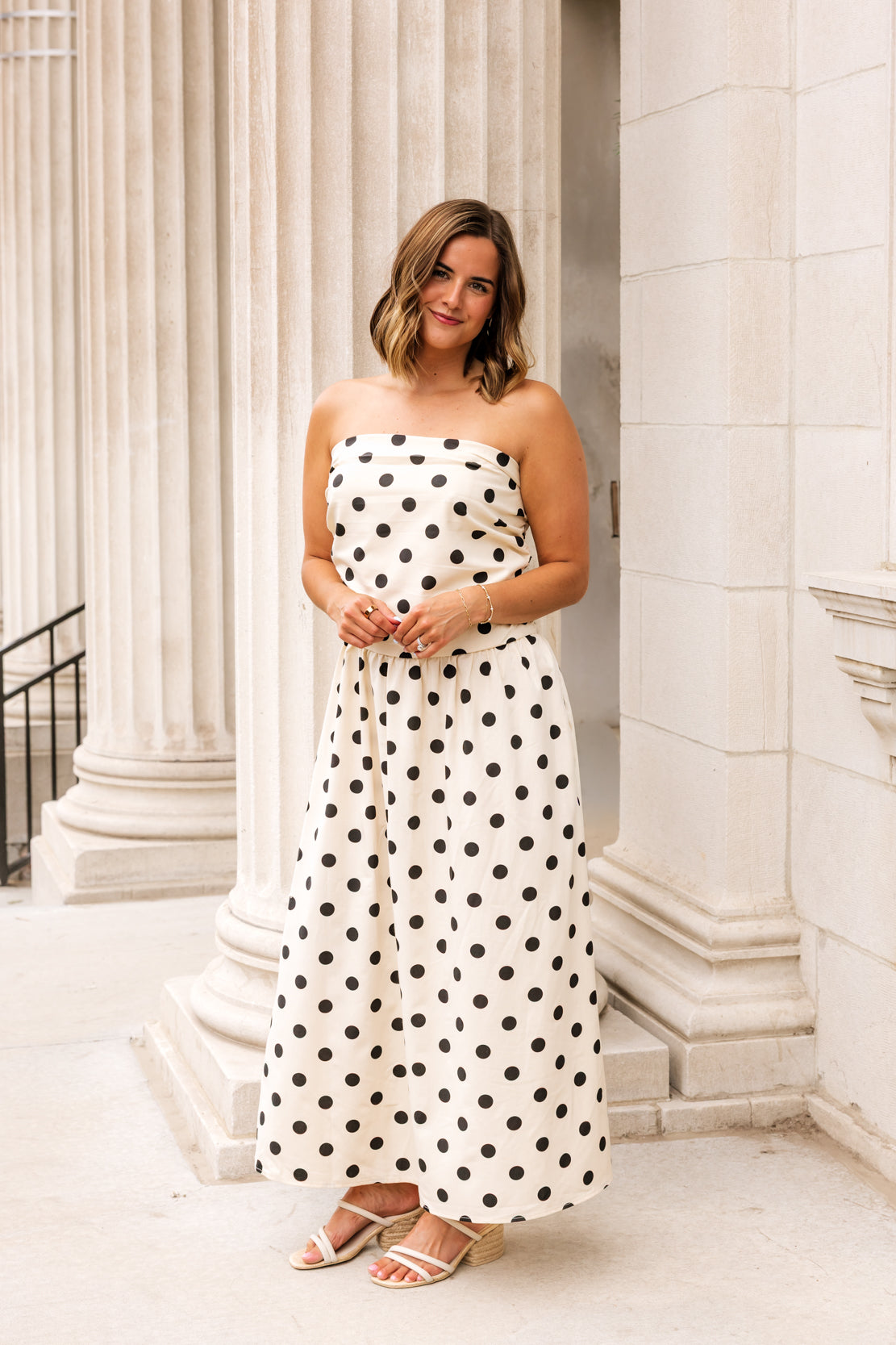 Fiora Polka Dot Maxi Dress | Beige
