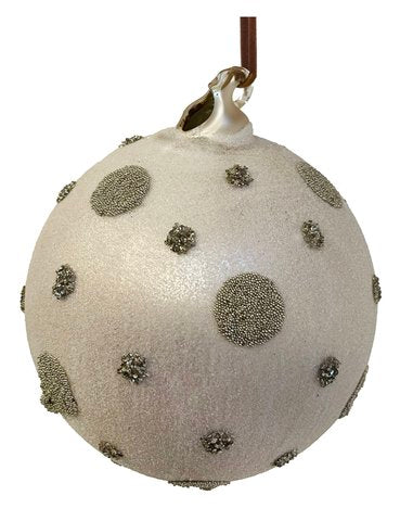 60817 Glass Ball Champagne Sugared Dots