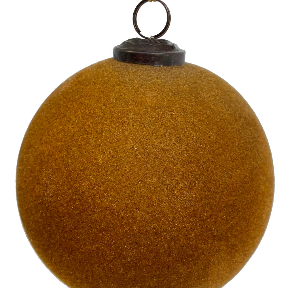 61937 Glass Ball Mustard Velvet