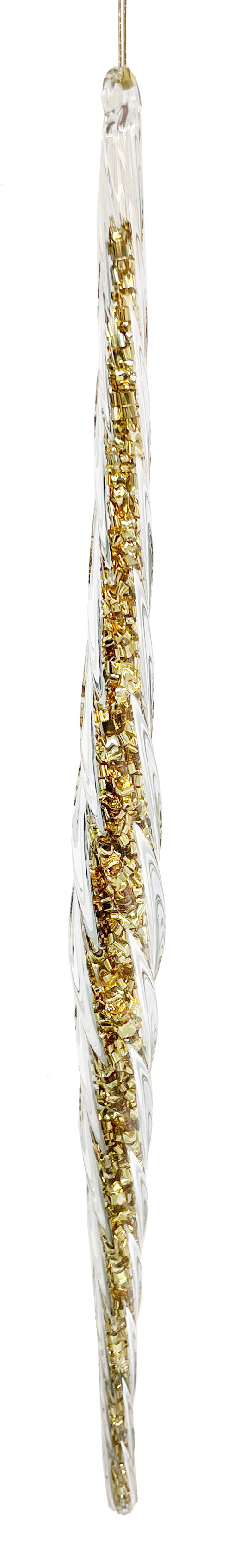 62858 Glass Swirl Icicle Gold Flakes