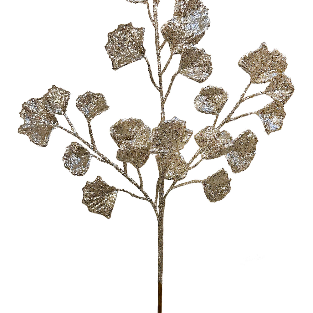 63199 Glitter Ginkgo Branch Silver