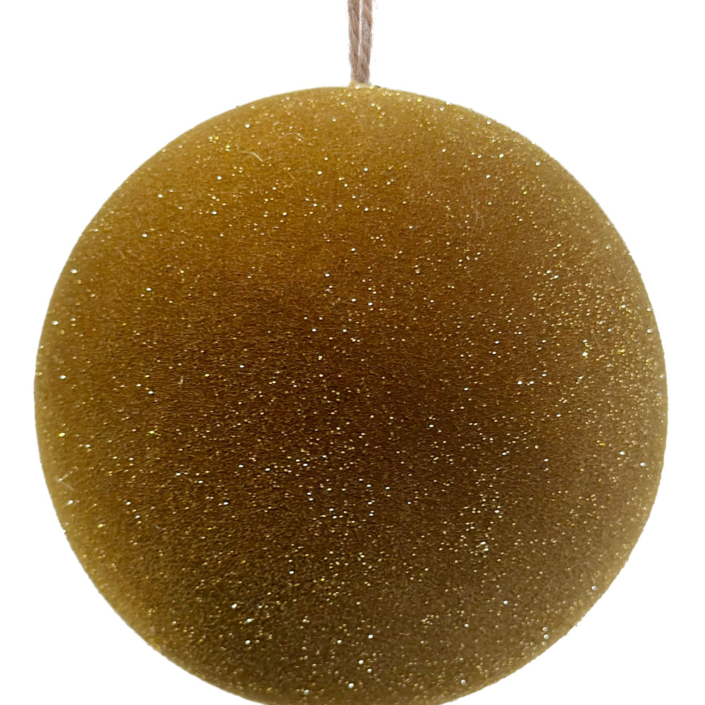 63955 Wooden Ball Olive Velvet Gold Glitter