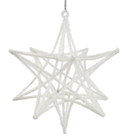 64891 Metal 3D Iced Star White 20cm