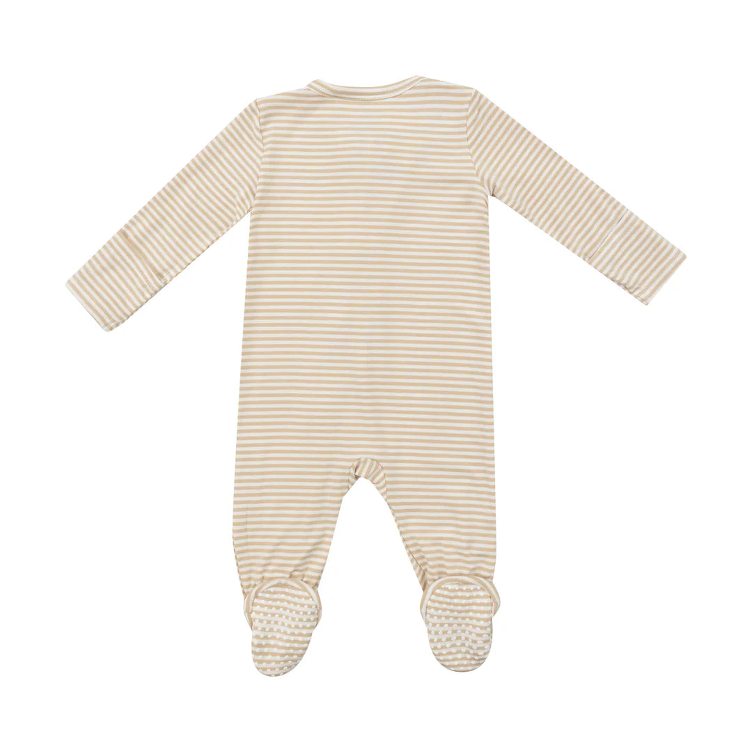 Angel Dear 2 Way Zipper Footie | Beige Stripe