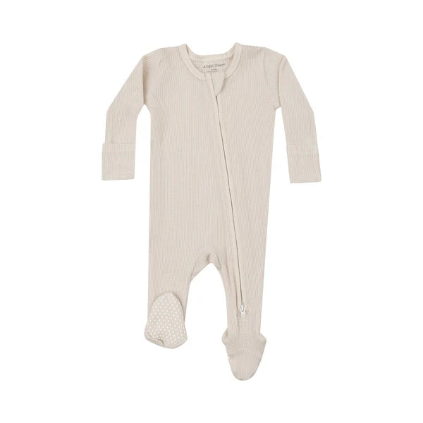 Angel Dear 2 Way Zipper Footie | Waffle Oatmeal