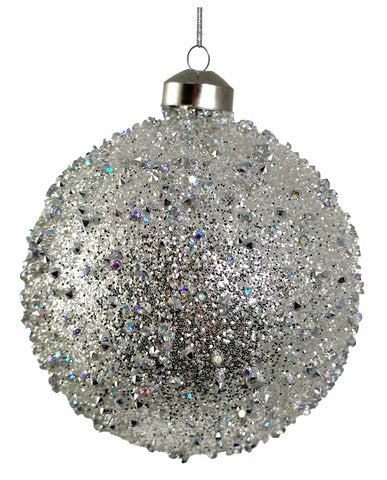 66165 Glass Ball Silver Glittered