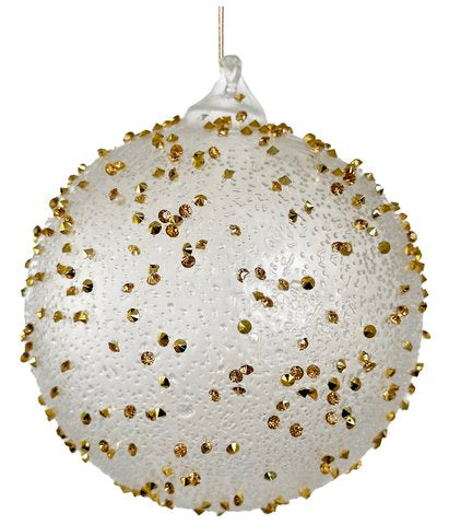 66254 Glass Ball Clear Iced Gold