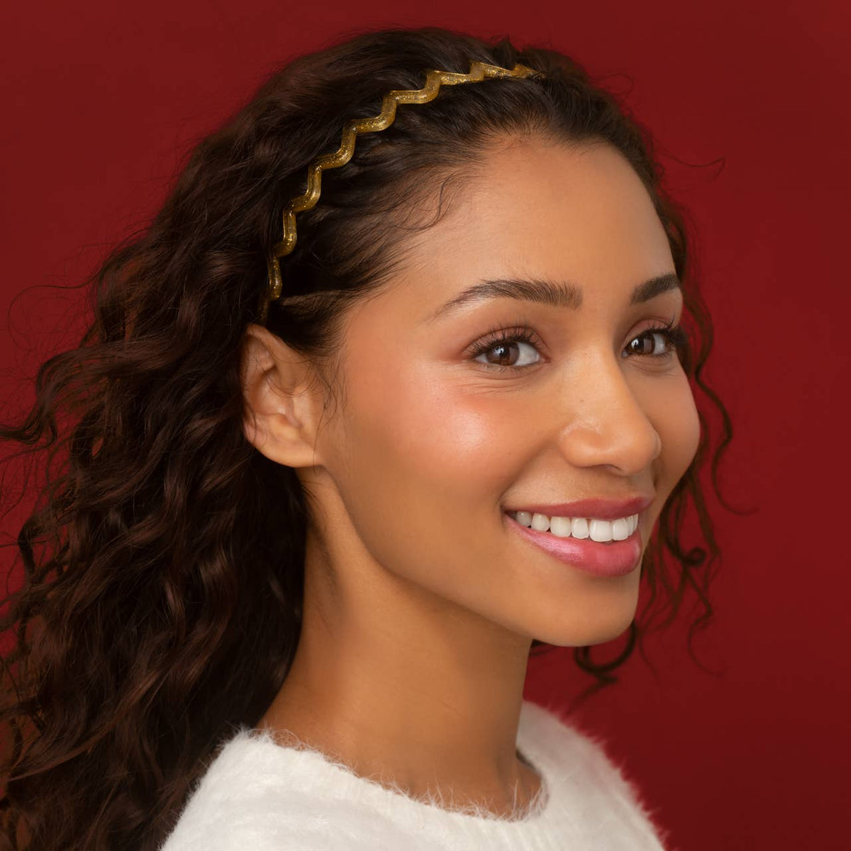 Recycled Plastic Zigzag Headbands 2pc Set | Gold & Red