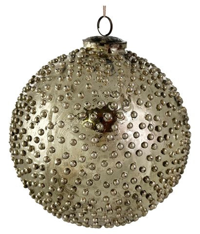 66772 Glass Ball Dotted Silver