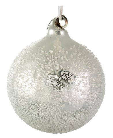67297 Glass Ball White Iced 10cm