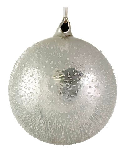 67299 Glass Ball White Iced 15cm