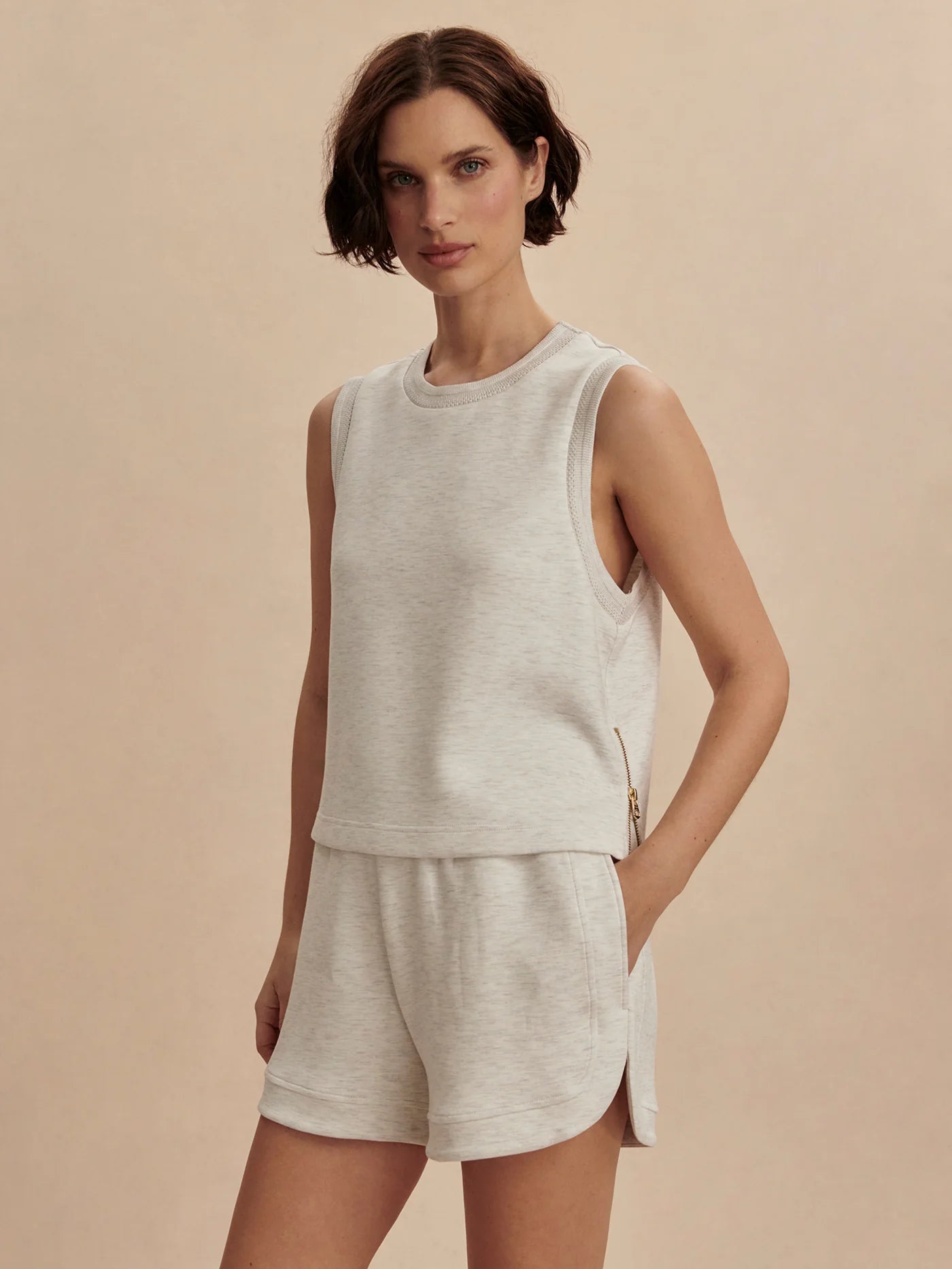 Shea Crop Tank | Ivory Marl