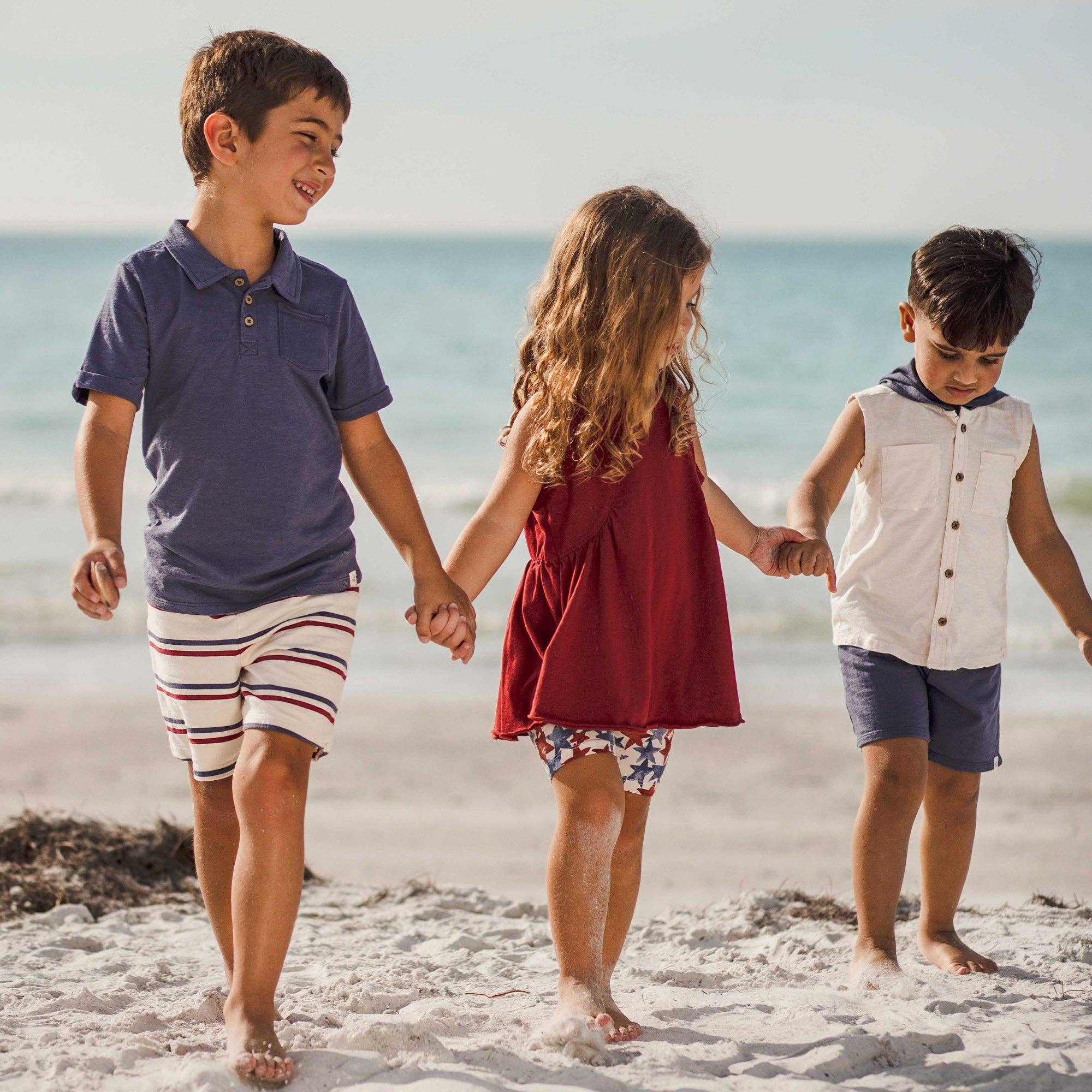 USA Stripe Polo Shirt & Shorts Set | Red/Blue