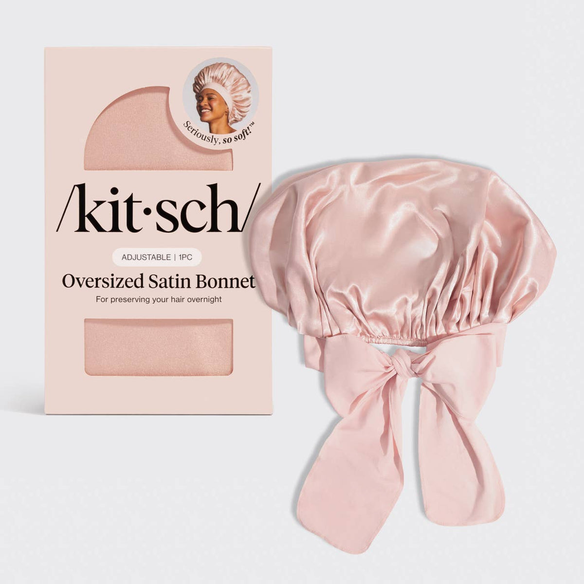 Adjustable Oversized Satin Bonnet | Blush