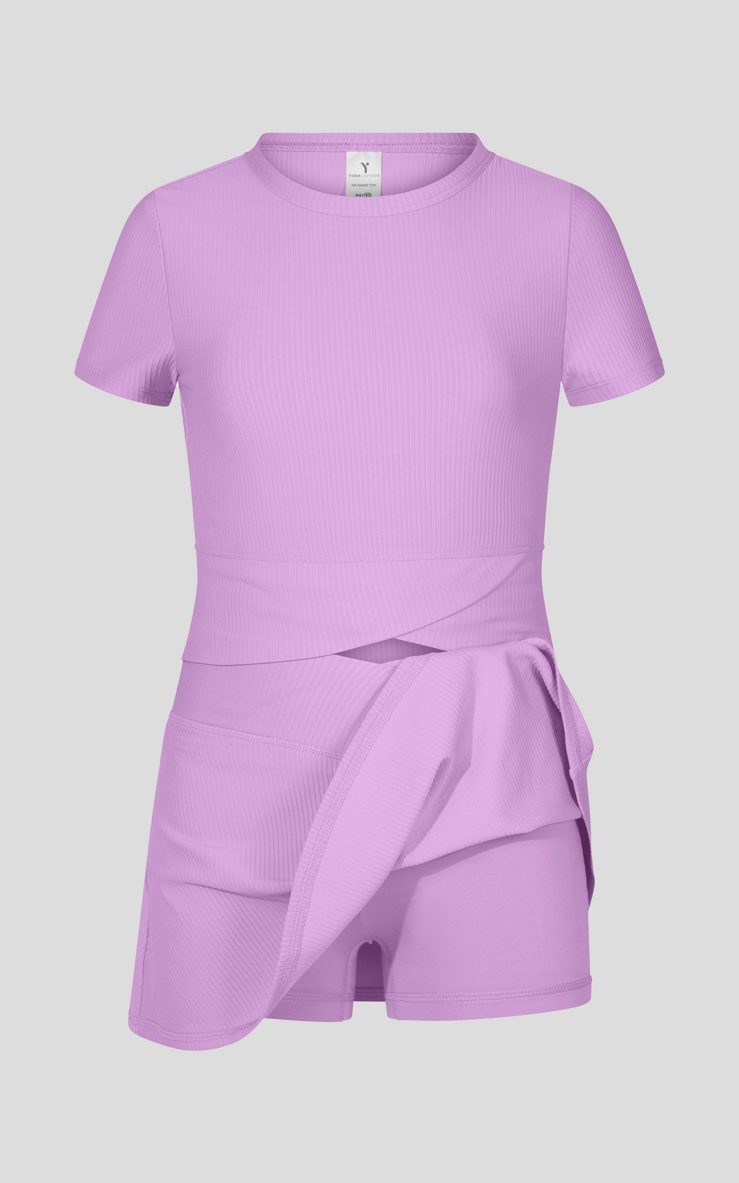 Little Girl Rib Marie Crossover Top and Skort Set | Lovely Lilac