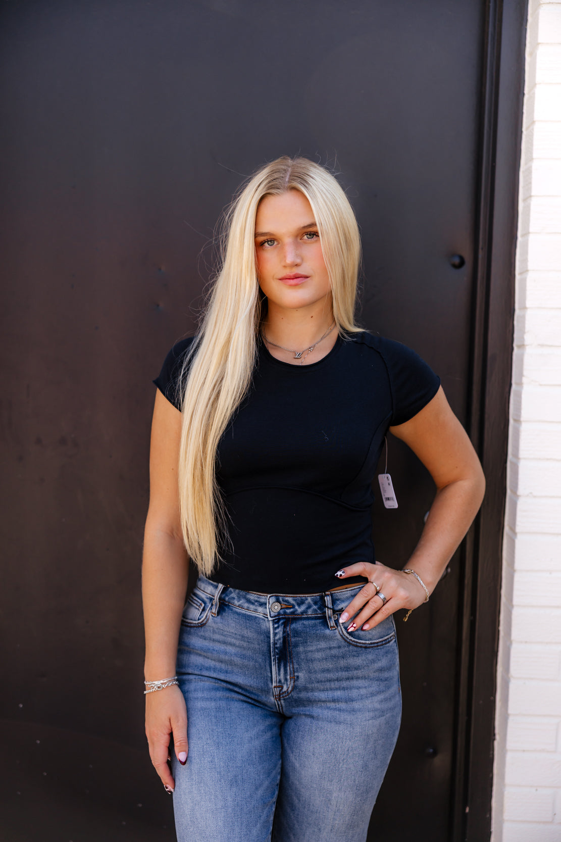 We The Free Protagonist Cropped Cap Sleeve Tee | Black