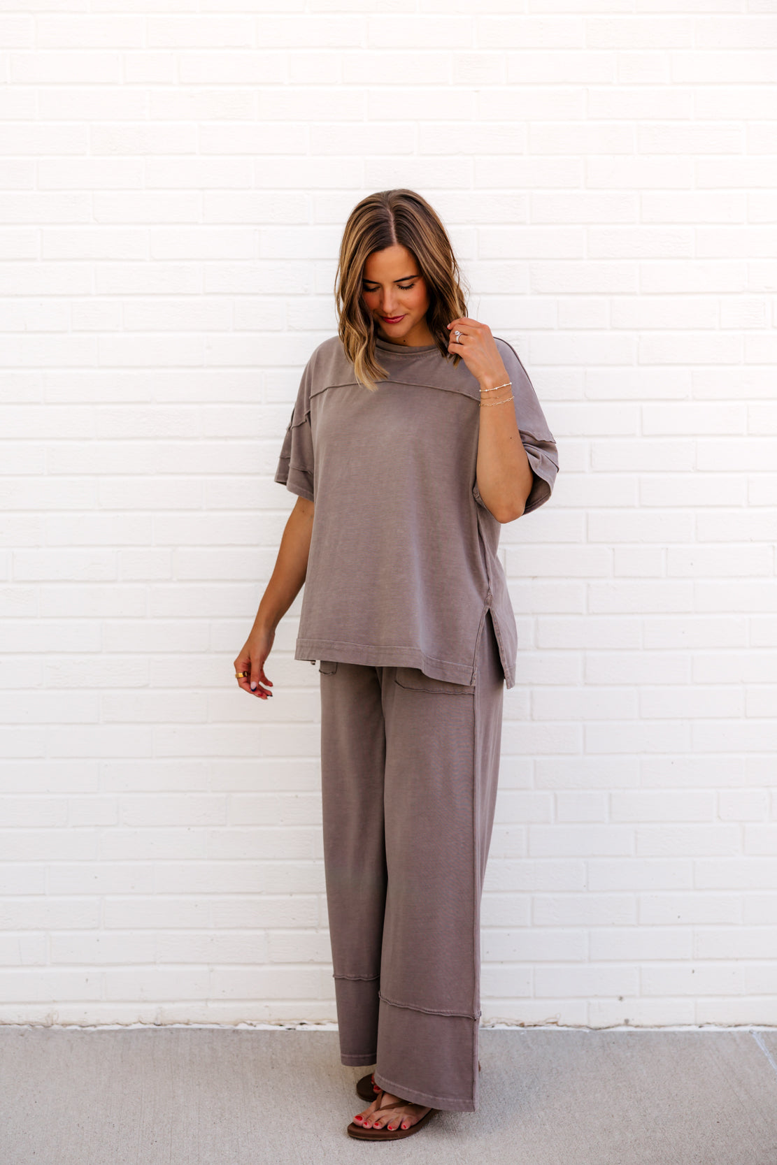 Aly Cropped Pant & Tee Set | Mocha