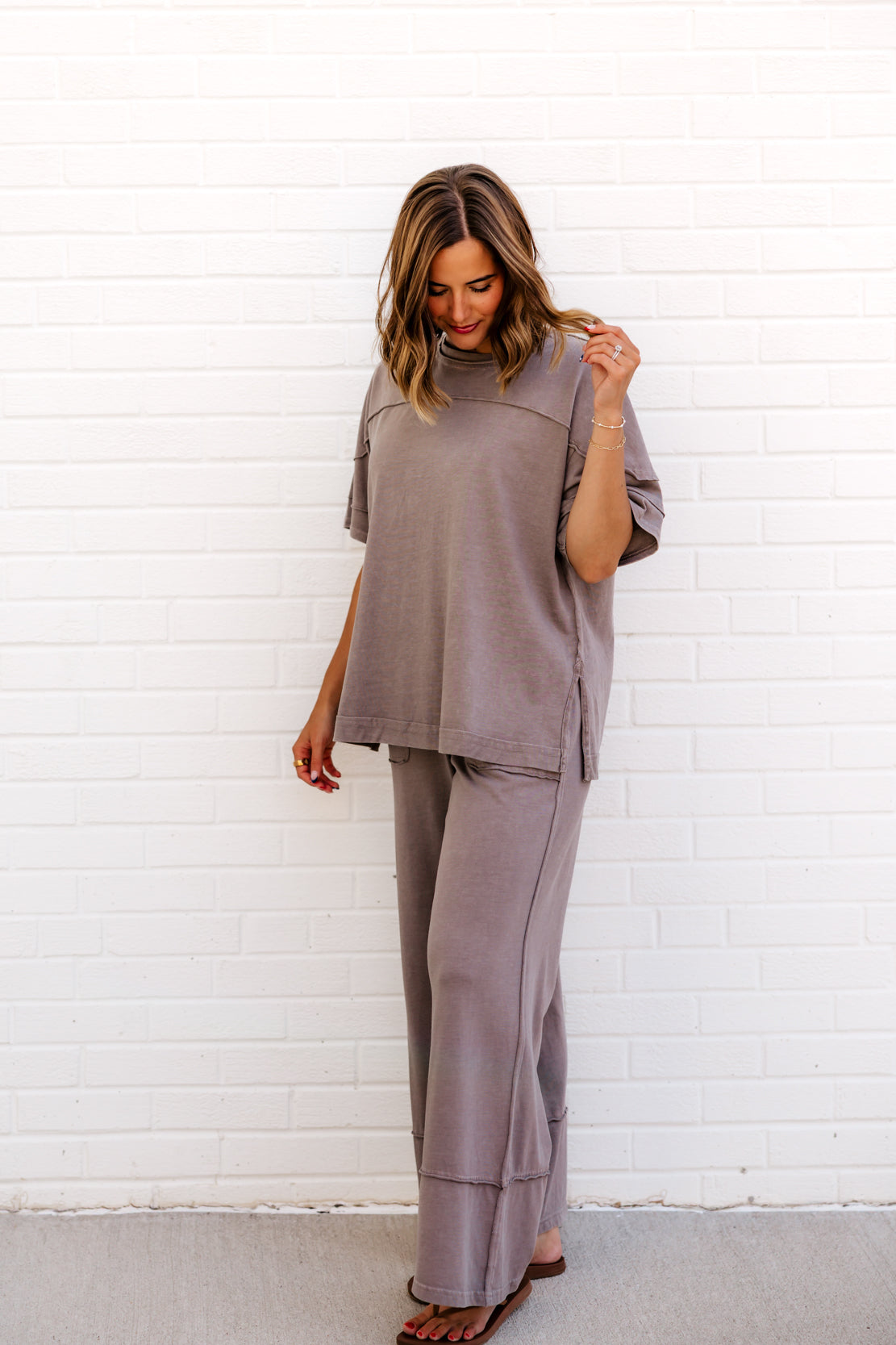 Aly Cropped Pant & Tee Set | Mocha