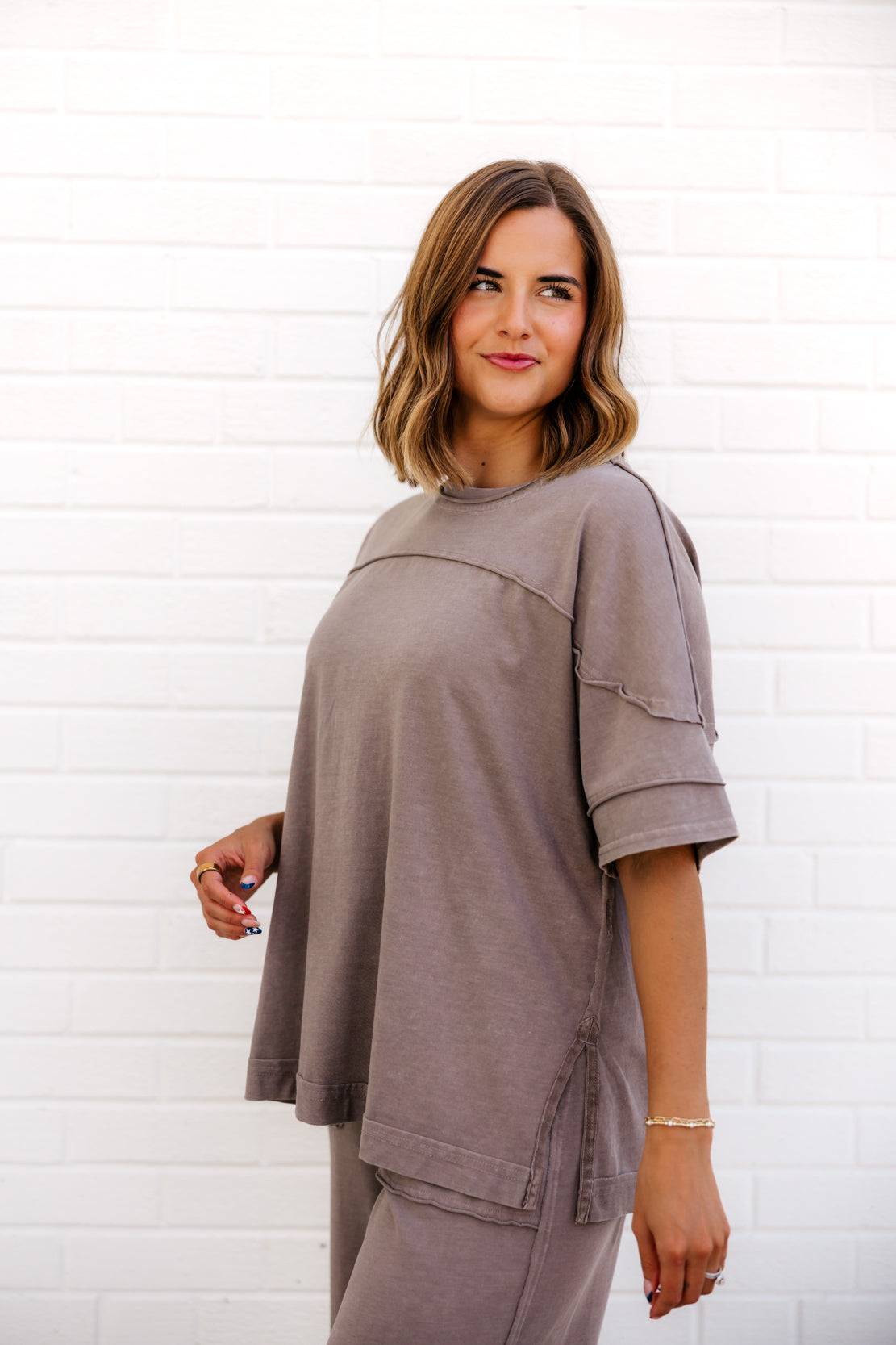 Aly Cropped Pant & Tee Set | Mocha