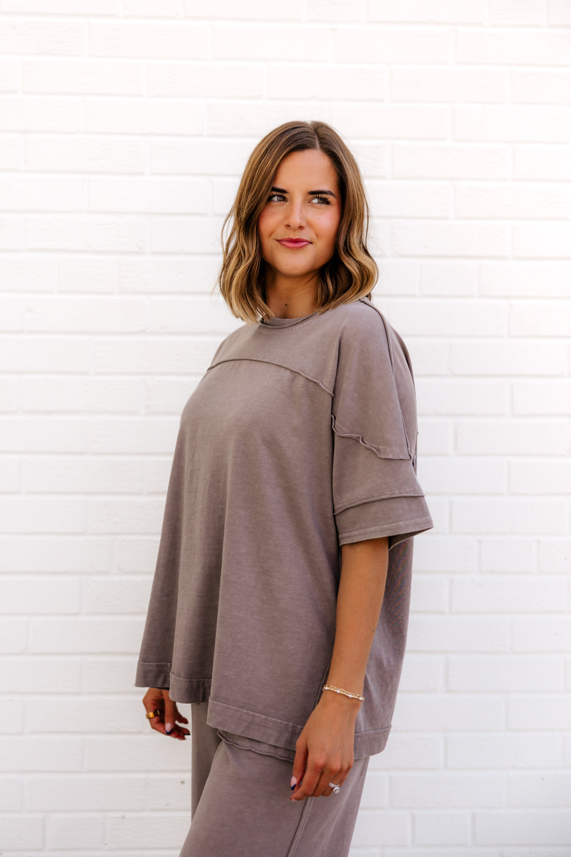 Aly Cropped Pant & Tee Set | Mocha