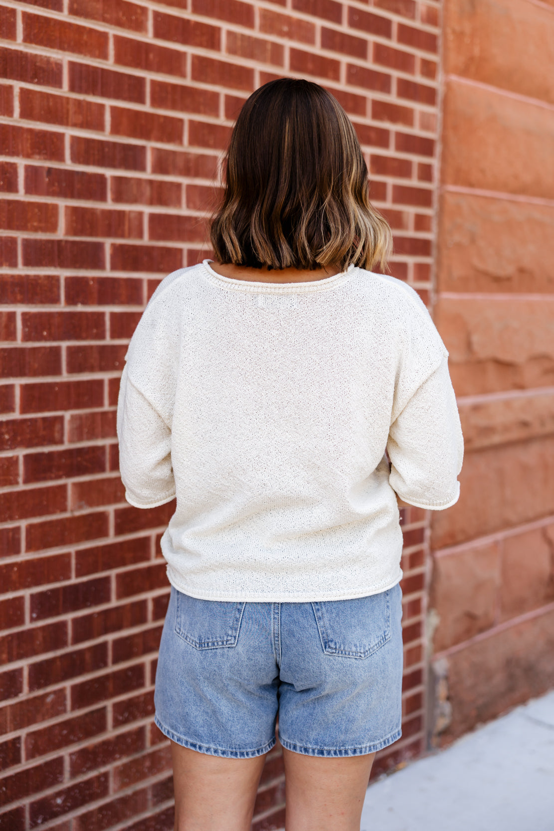 Kendra Boxy Short Sleeve Sweater | Cream
