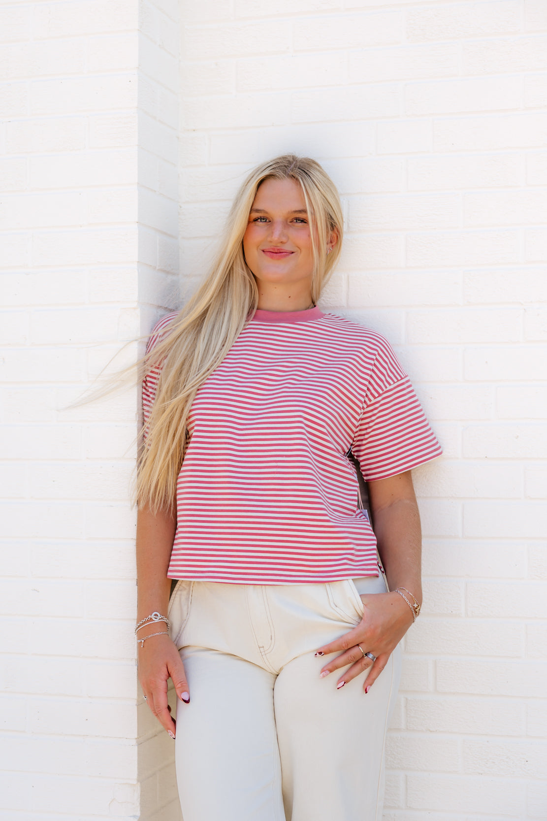 Sam Striped Tee | Rose